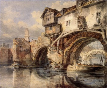 Welsh Bridge à Shrewsbury romantique Turner Peinture à l'huile